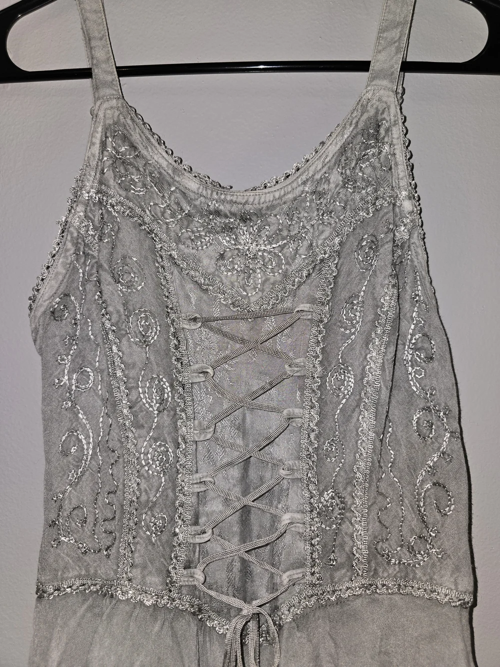 Boho Embroidered Handkerchief-Hem Dress - Picture 2 of 4